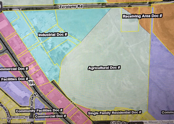 Map of zoning for property acreage in Nevada.