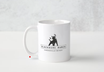 Blackacre Ranch white coffee mug.