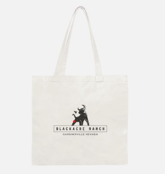 Shopping bag with Blackacre Ranch logo on it.